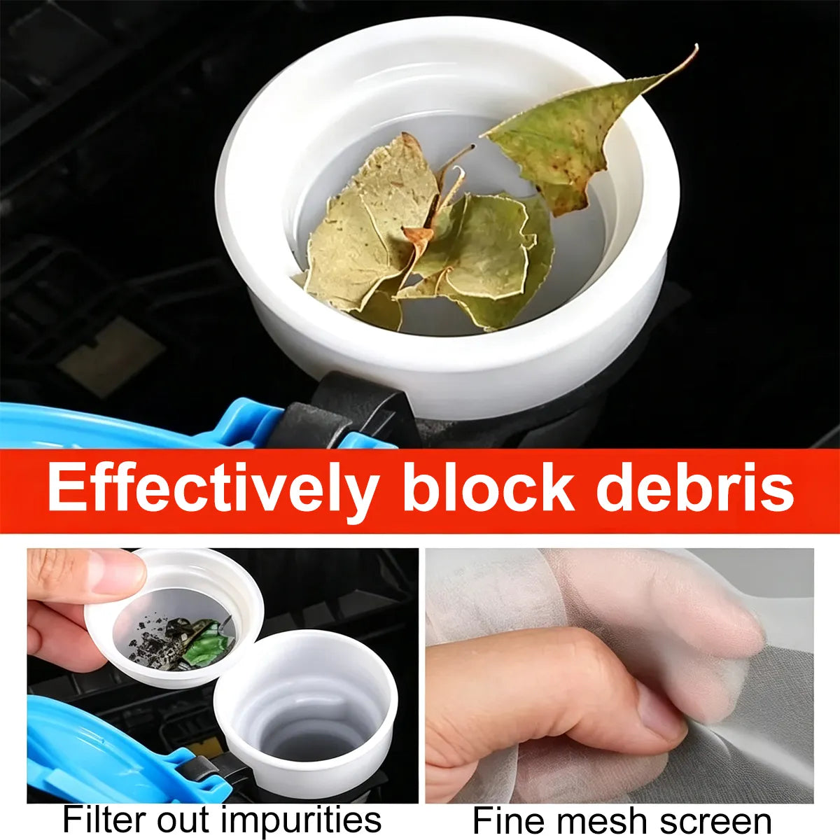 Funnel-mesh filter for filler neck tank of windshield washer Tank 400