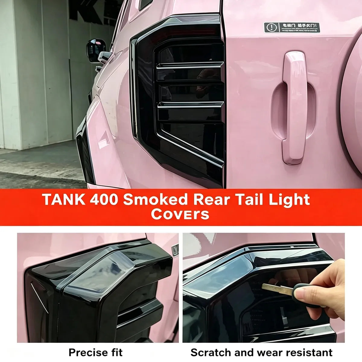 Dark-colored taillight protectors for Tank 400 Hi4-T