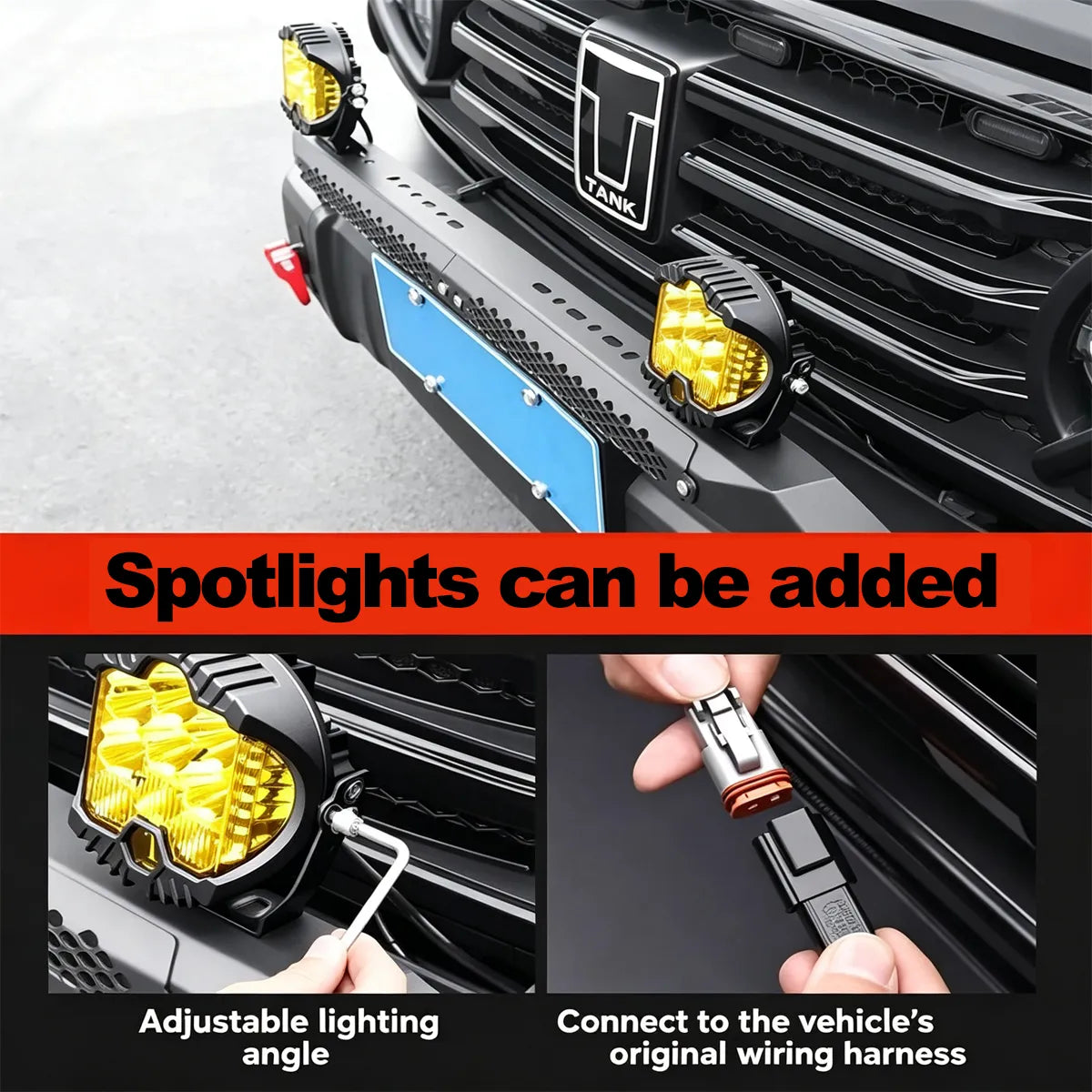 Bracket for LED spotlights on the front bumper for Tank 300