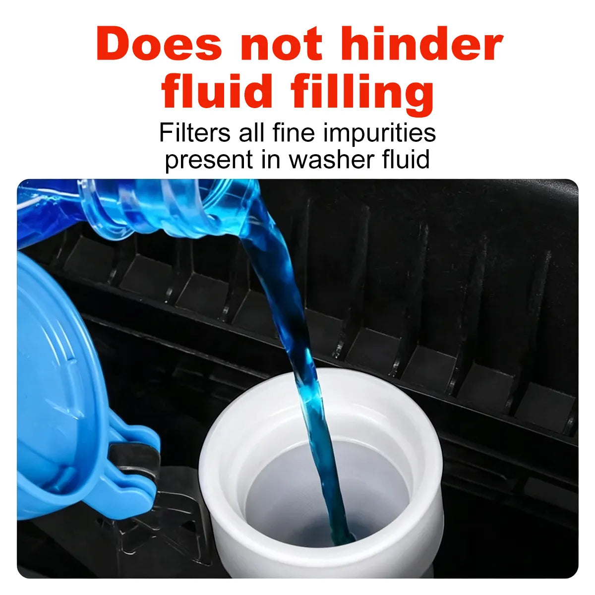 Funnel-mesh filter for filler neck tank of windshield washer Tank 400