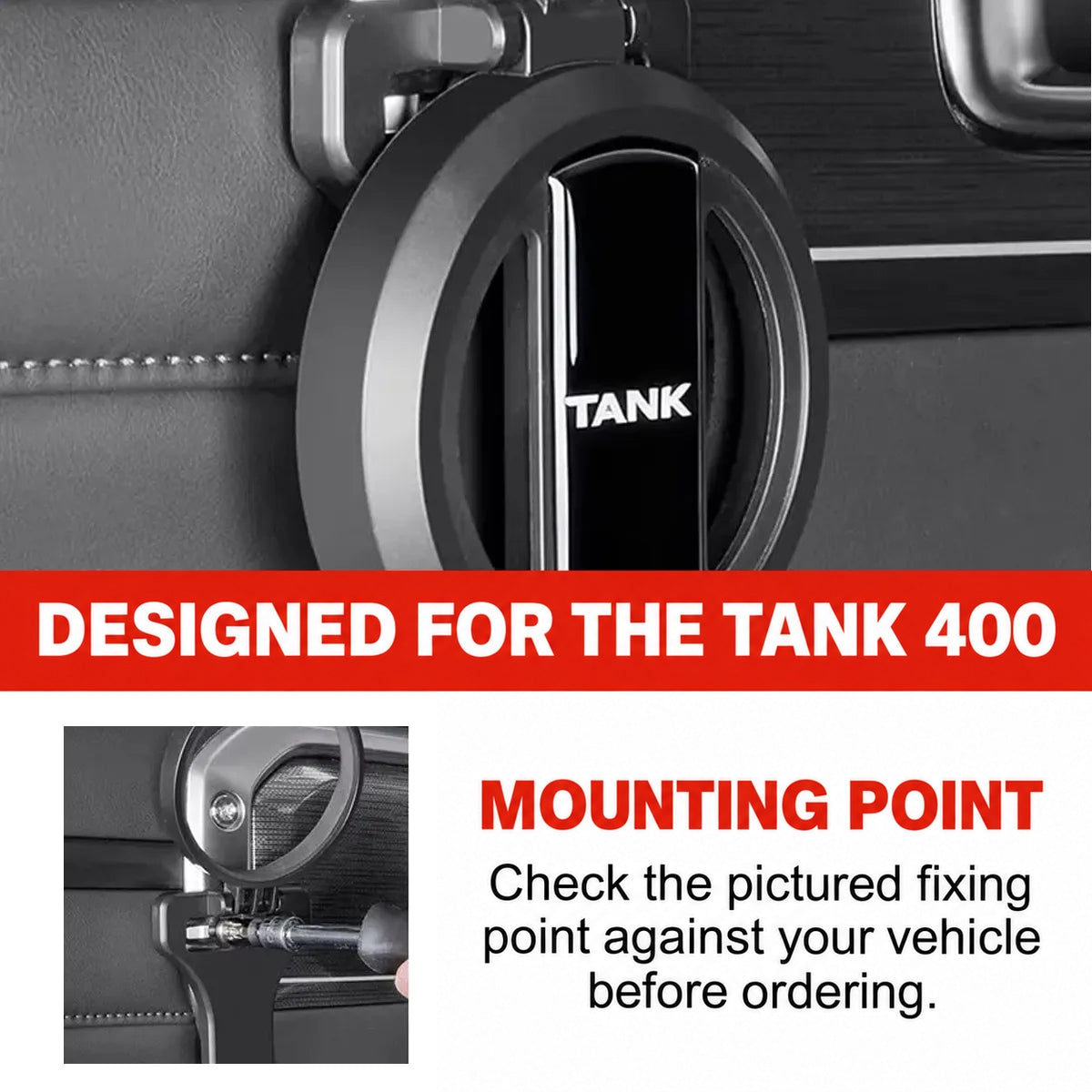 GWM Tank 400 folding door-mounted cup holder – mounting detail