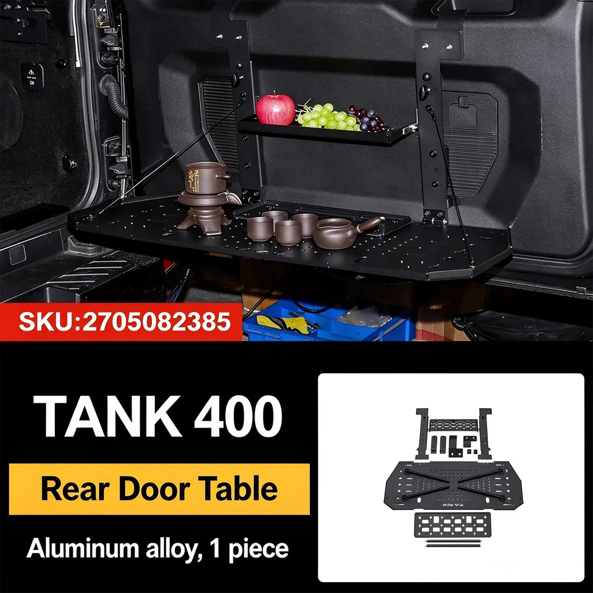 Folding tailgate table and organiser for GWM Tank 400 – image 1
