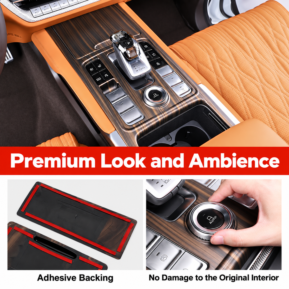 GWM Tank 500 centre console wood-grain trim frame – detail 3