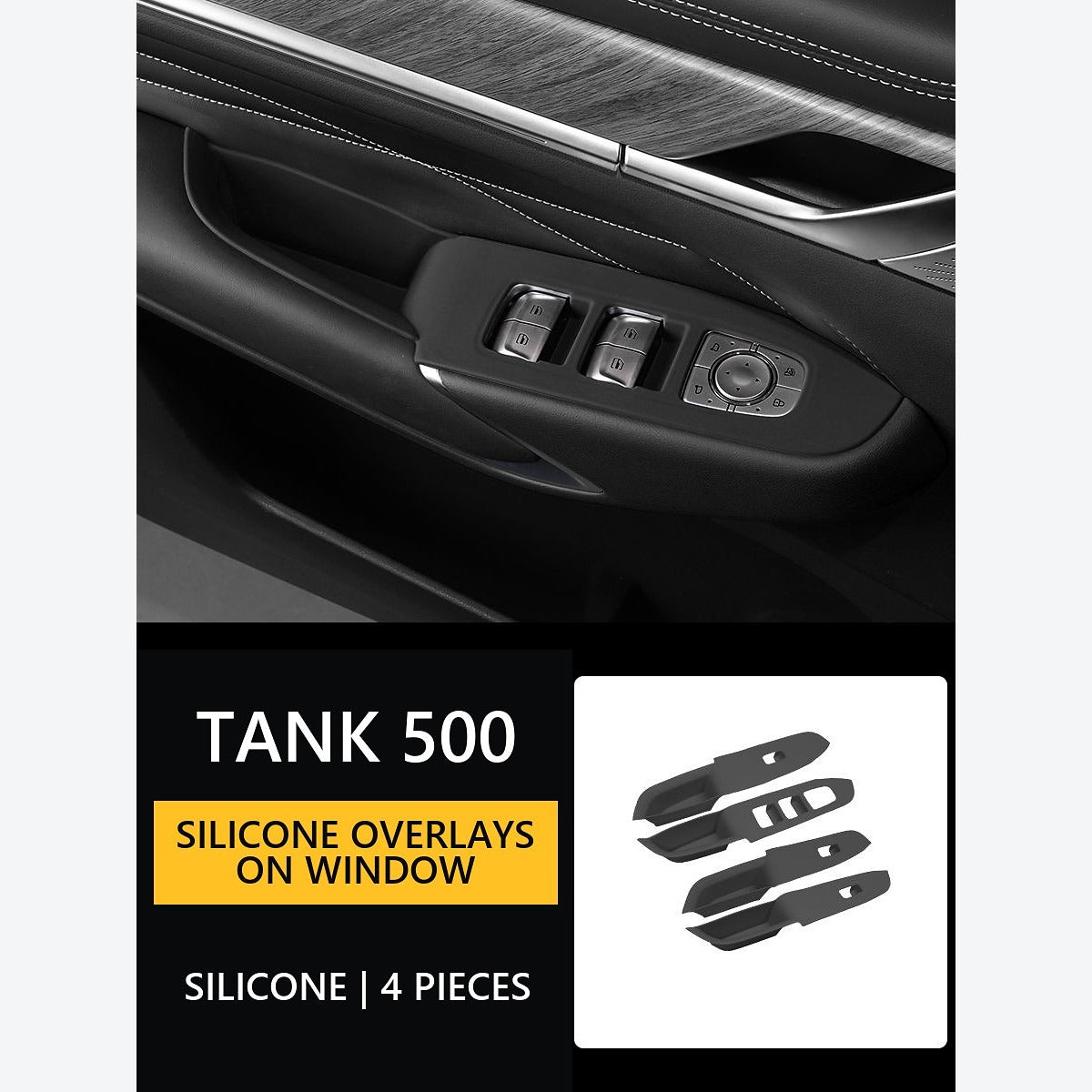 Silicone Window-Switch Button Covers for GWM Tank 500 – 4 Piece Set