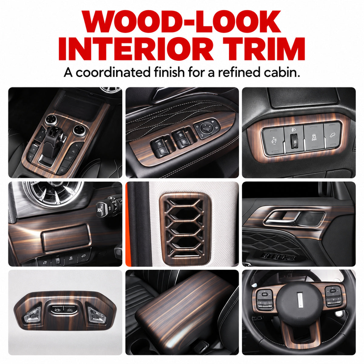 29-Piece Wood-Look Interior Trim Kit for GWM Tank 300 – product detail