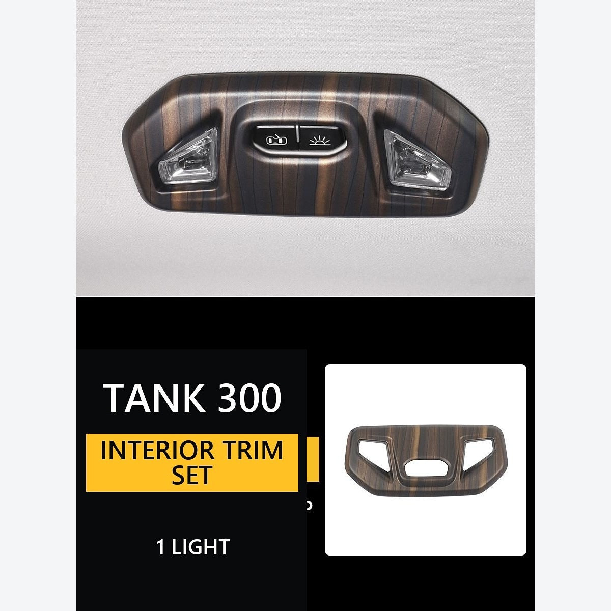 Wood-Look Interior Trim Collection for GWM Tank 300 – Steering Wheel Trim – Control Switch Surround – 1 Piece