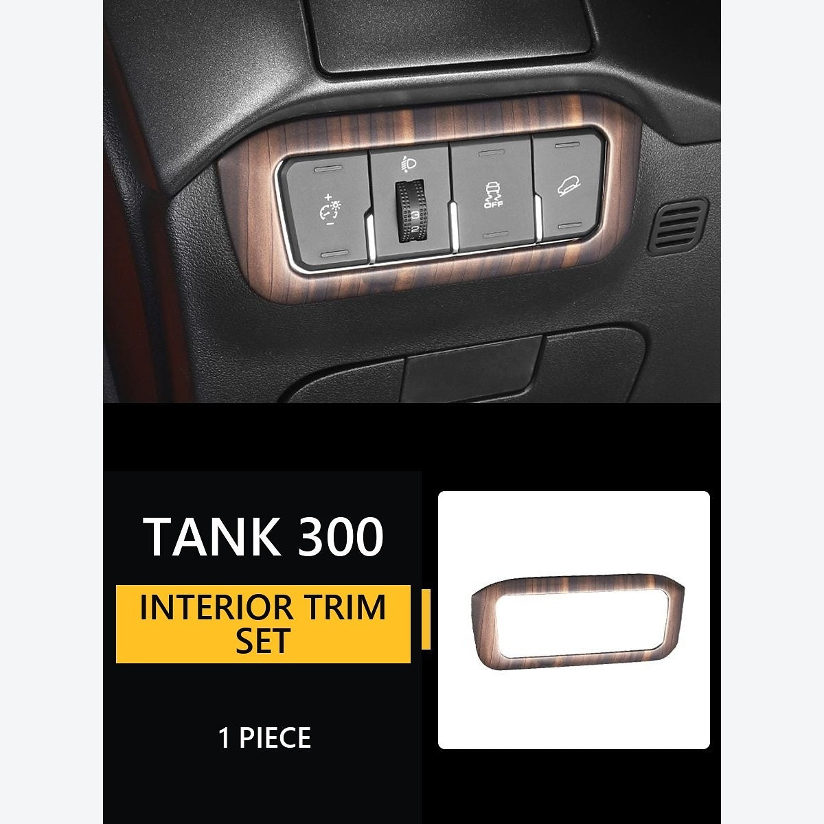Wood-Look Interior Trim Collection for GWM Tank 300 – Driver Switch Panel Trim – Main Switch Frame – 1 Piece