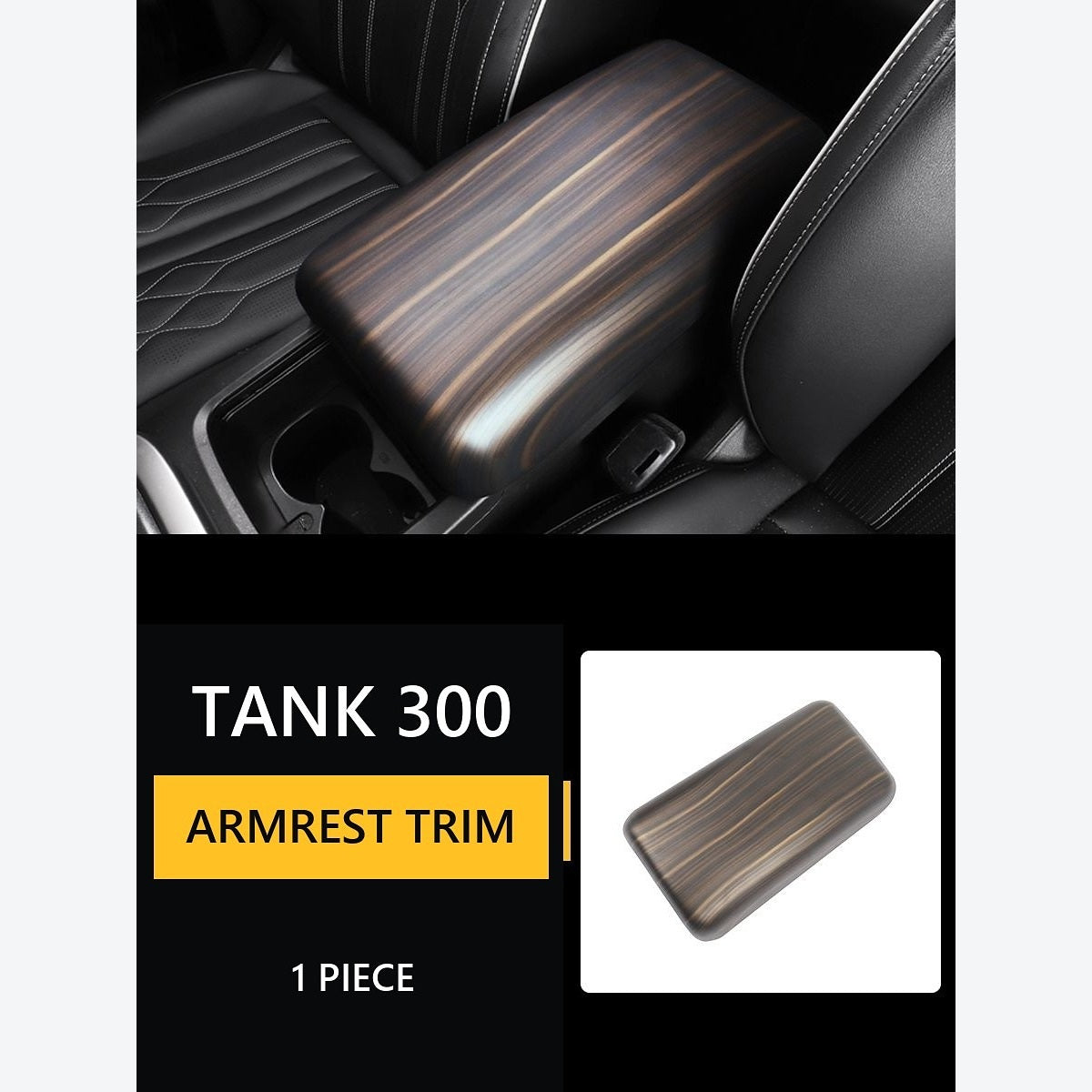 Wood-Look Interior Trim Collection for GWM Tank 300 – Centre Armrest Trim Cover – 1-Piece Cover