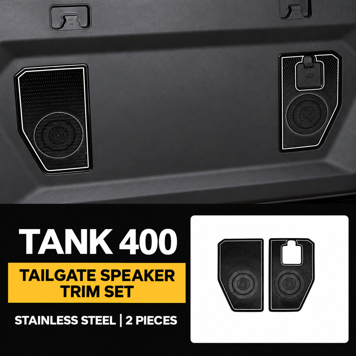 Speaker Grille Cover Collection for GWM Tank 400 – Tailgate Speaker Grilles – Black