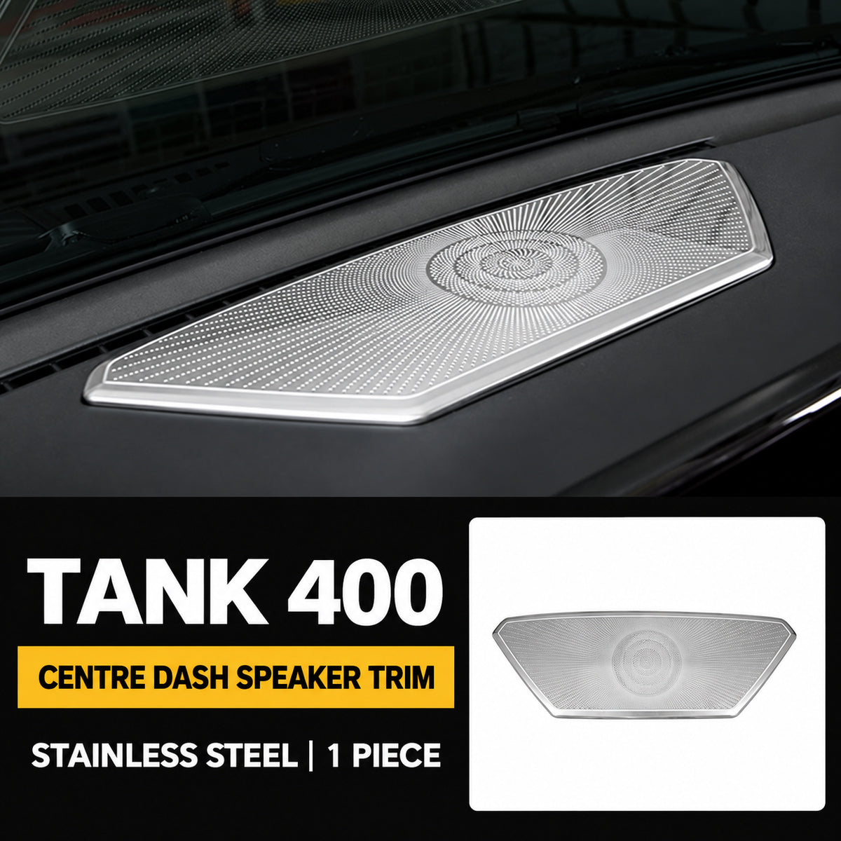 Speaker Grille Cover Collection for GWM Tank 400 – Dashboard Centre Speaker Grille – Silver