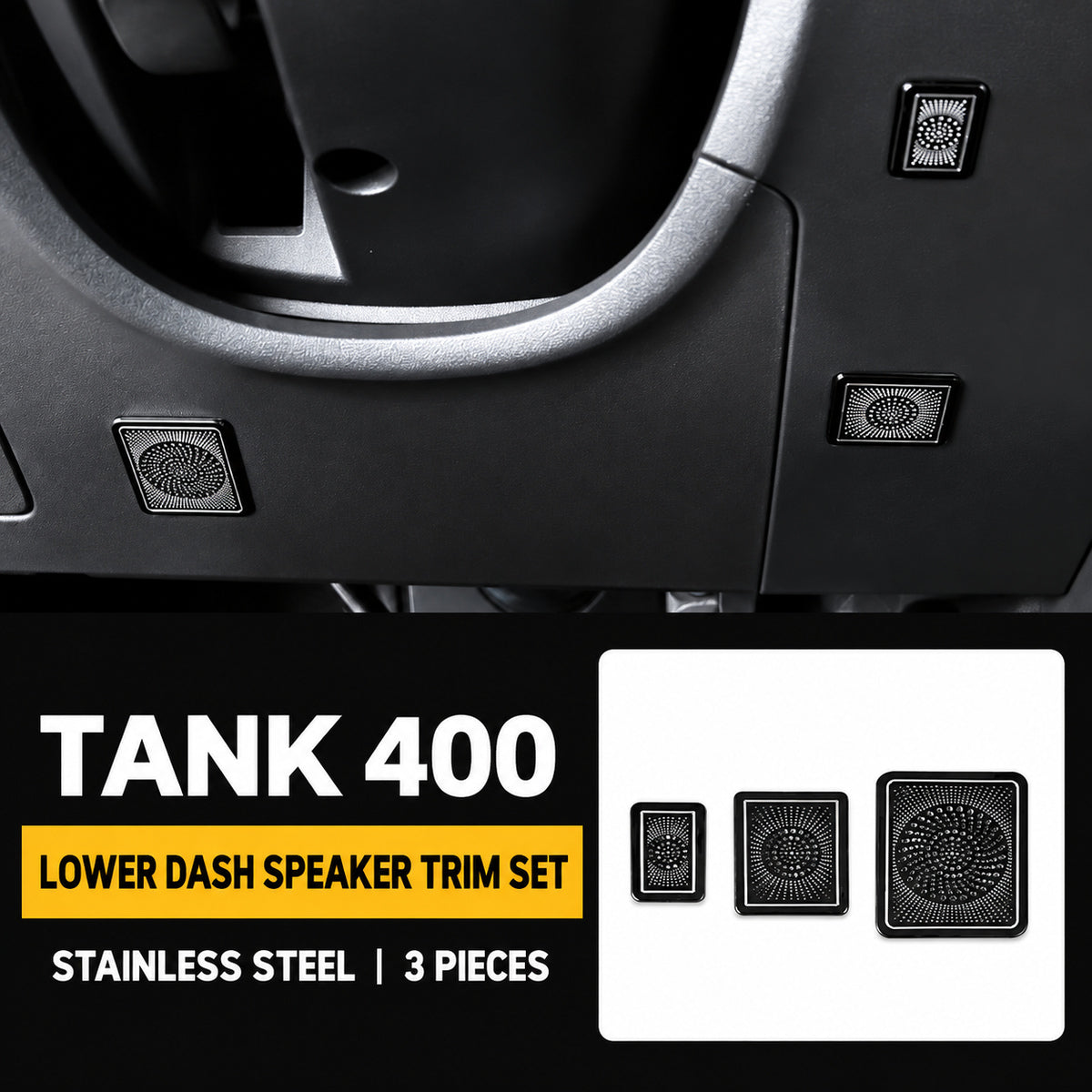 Speaker Grille Cover Collection for GWM Tank 400 – Lower Dashboard Speaker Grilles – Black