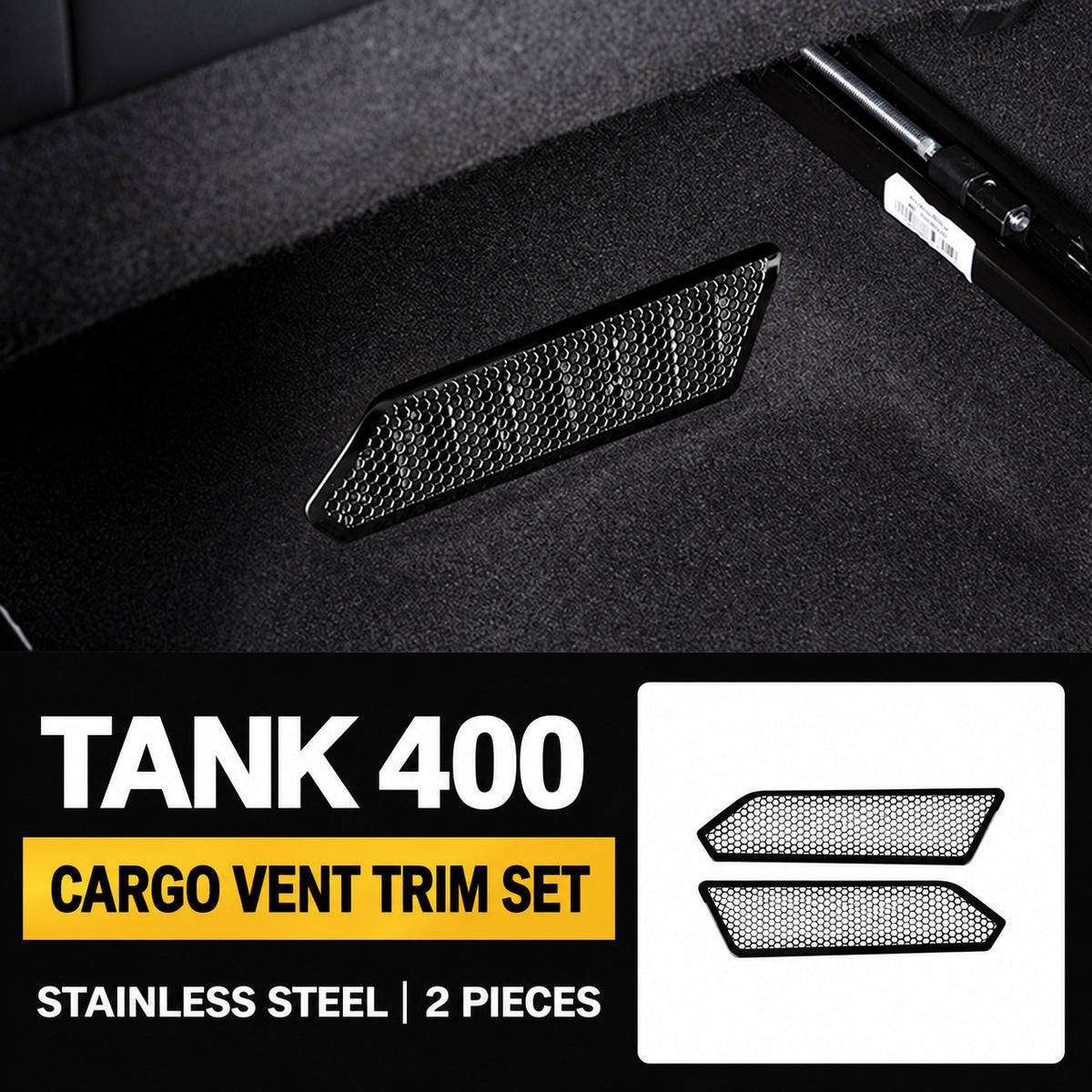Speaker Grille Cover Collection for GWM Tank 400 – Cargo Side Vent Grille Trim – Black