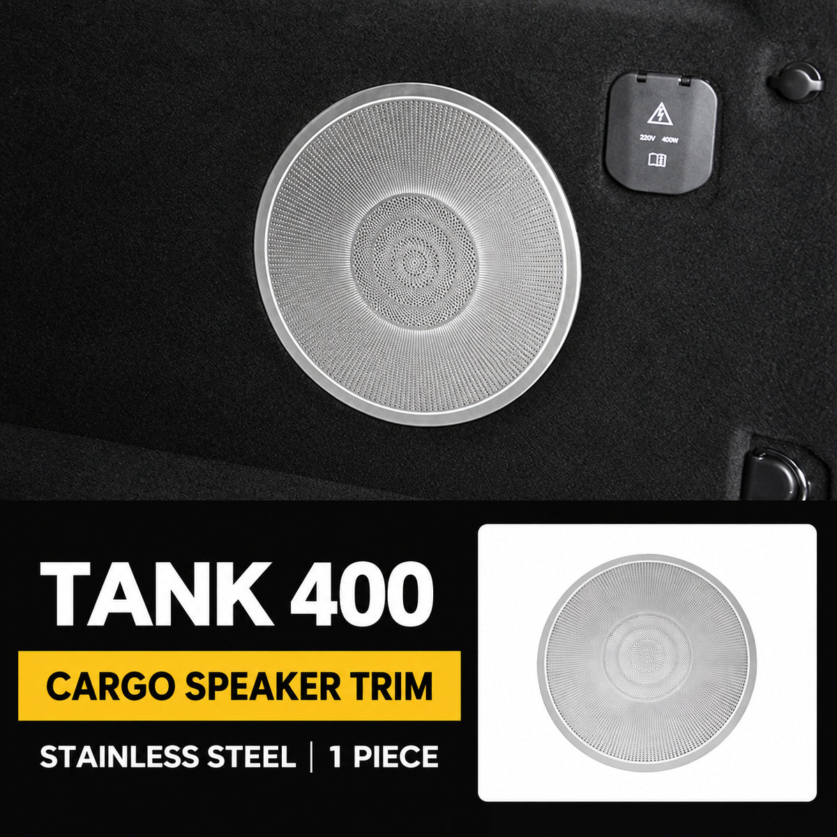 Speaker Grille Cover Collection for GWM Tank 400 – Cargo Area Round Speaker Grille – Silver