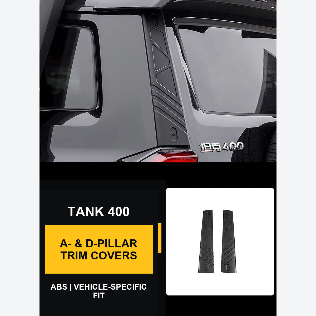 A- and D-Pillar Exterior Trim Covers for GWM Tank 400 Hi4-T