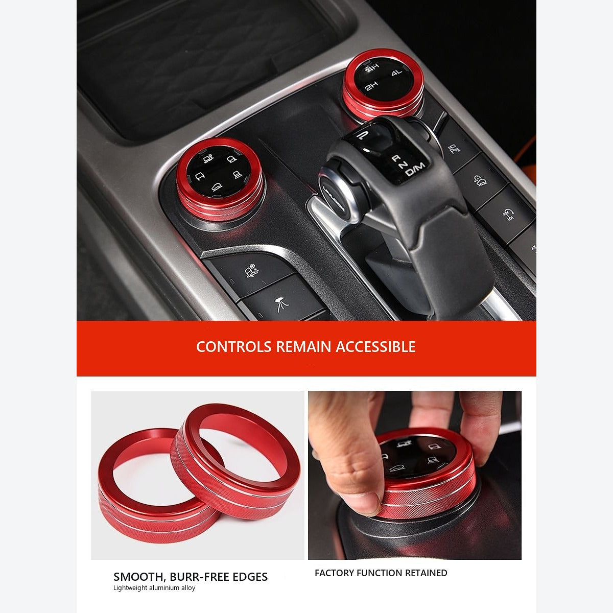 4WD Control Knob Trim Rings for GWM Tank 300 – product image 2
