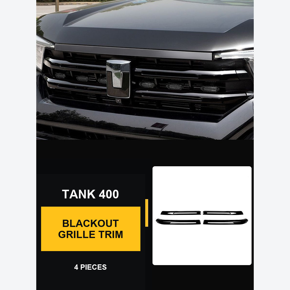 Blackout Grille Trim and Emblem Kits for GWM Tank 400
