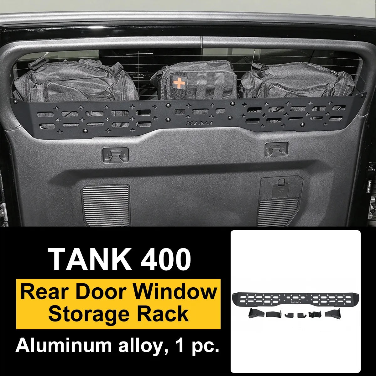 GWM Tank 400 rear door window storage rack — image 1