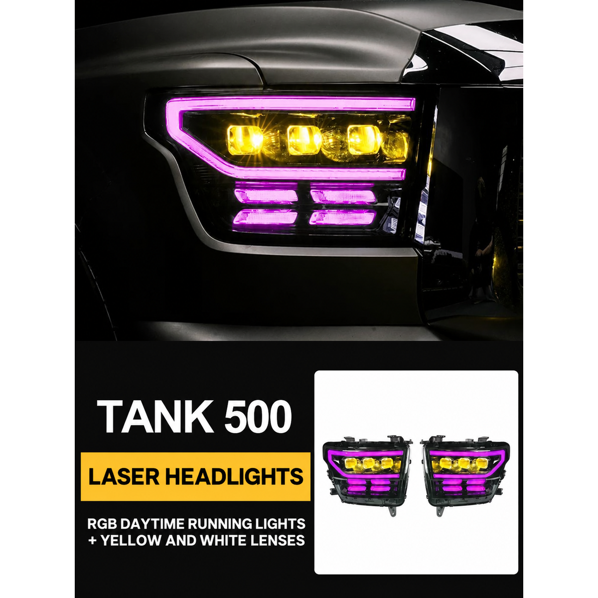 RGB and Dual-Colour Laser Headlight Assemblies for GWM Tank 500 – Pair – gallery image 3