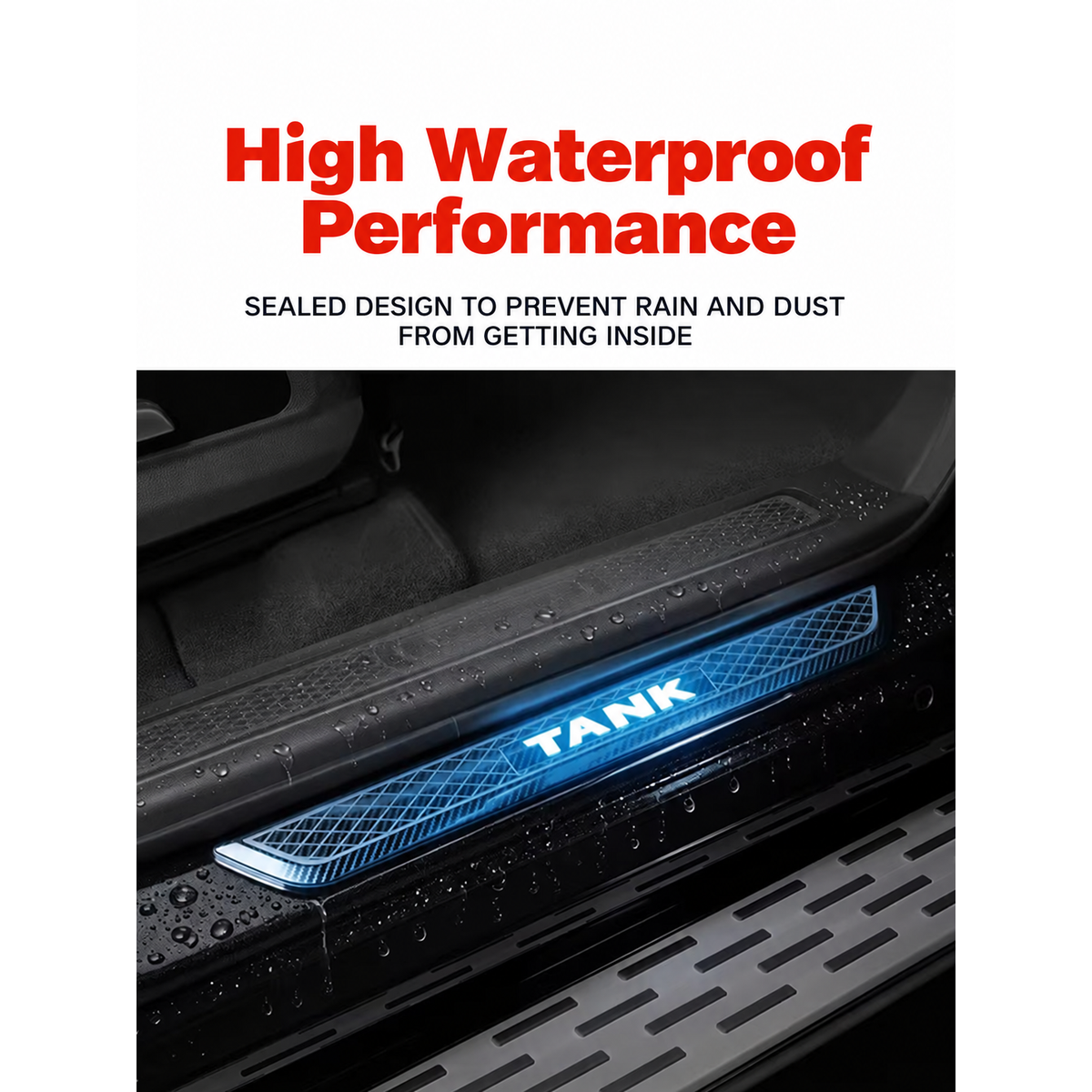 Battery-Powered LED Door Sill Plates for GWM Tank 500 – 4-Piece Set – gallery image 6