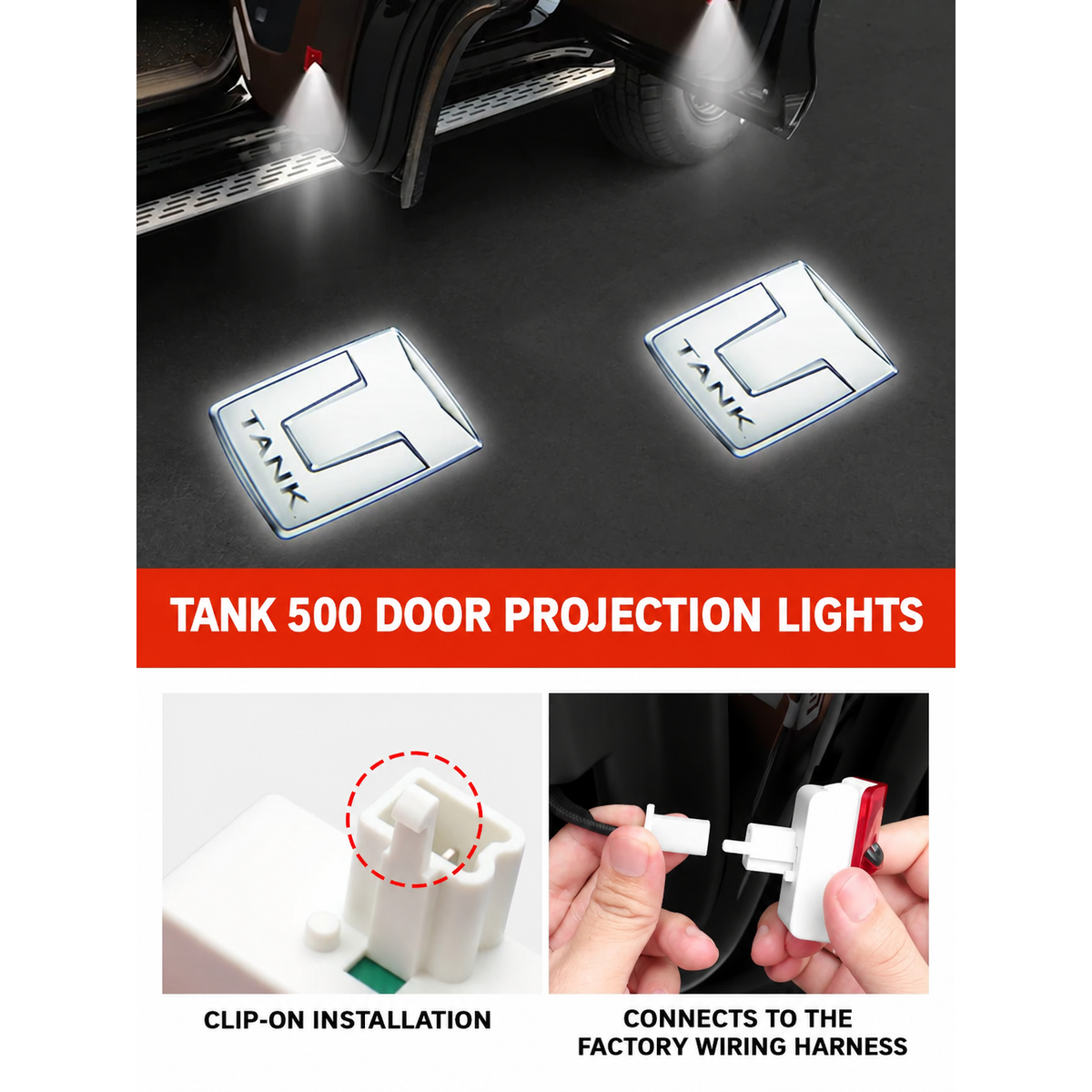 Door Logo Projector Lights for GWM Tank 500 – gallery image 4