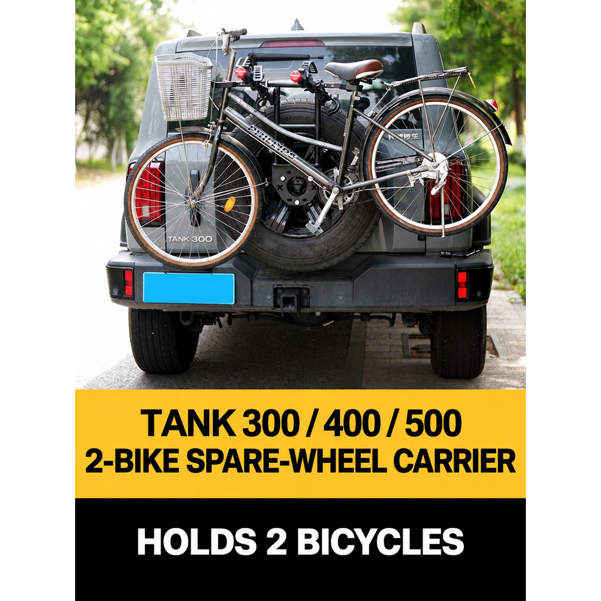 Spare-Wheel-Mount 2-Bike Carrier for GWM Tank 300 / 400 / 500 – gallery image 2