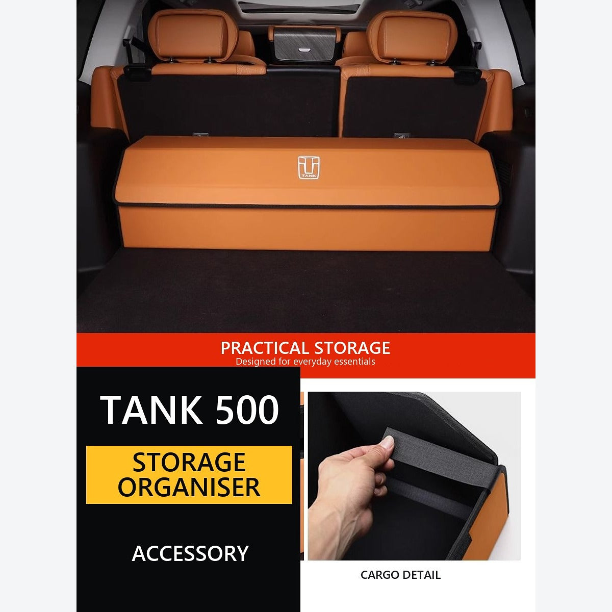 Large Fold-Out Cargo Organiser and Boot Liner for GWM Tank 500 – Light Brown – image 4