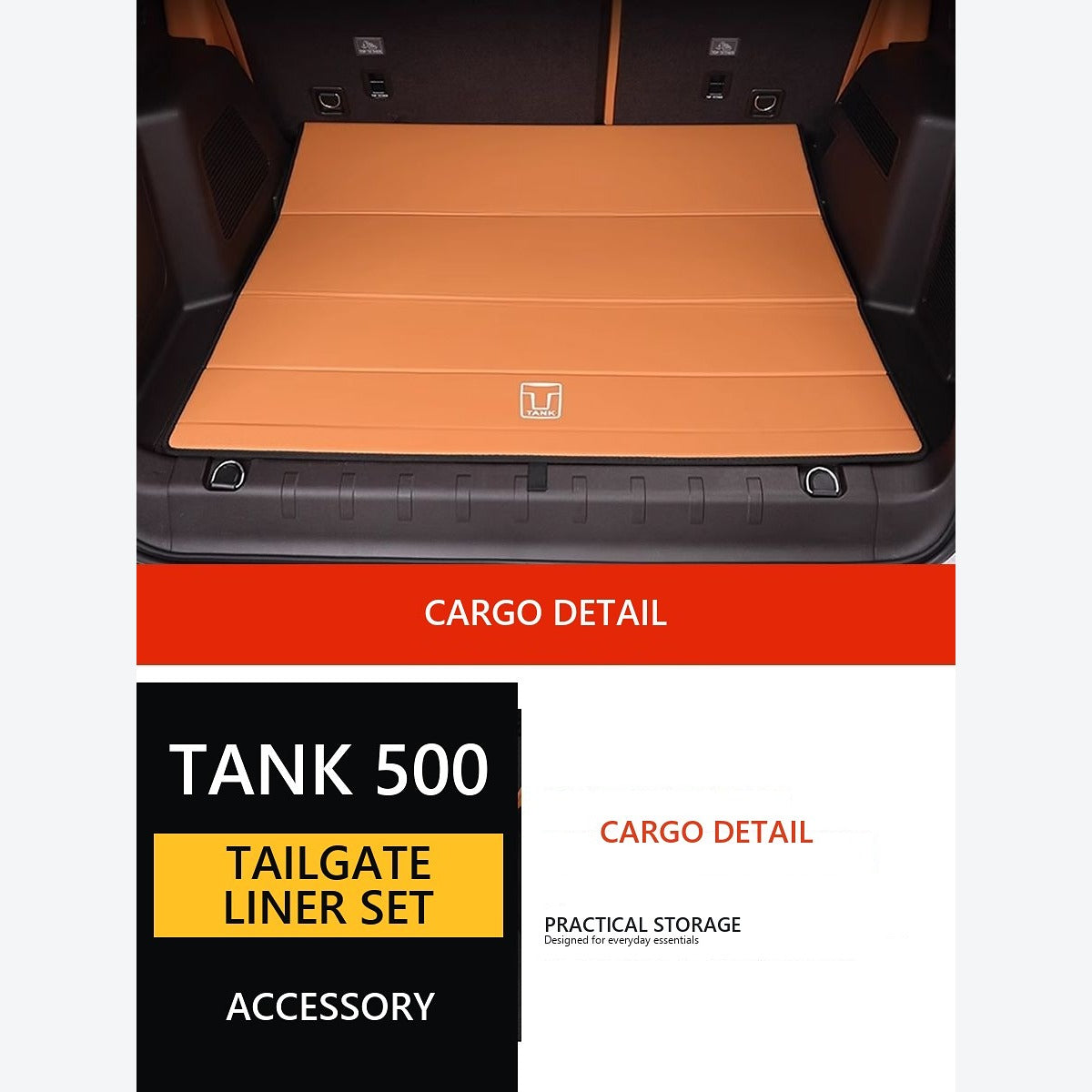 Large Fold-Out Cargo Organiser and Boot Liner for GWM Tank 500 – Light Brown – image 5
