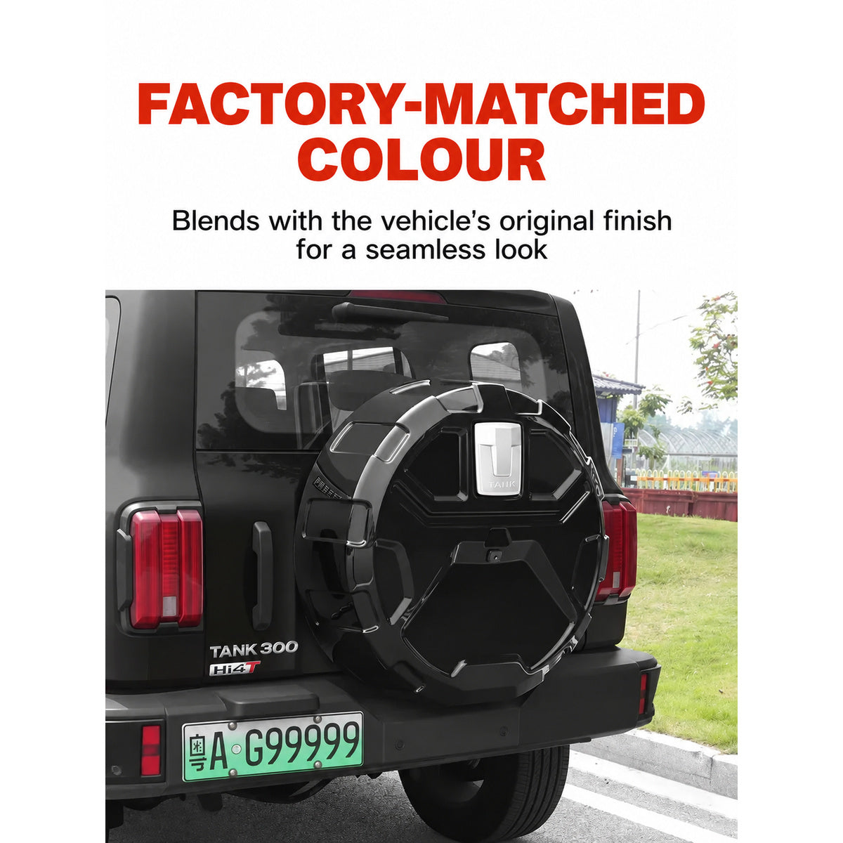 Rugged Hard Spare Wheel Cover for GWM Tank 300 – T-Badge Style – product detail 3