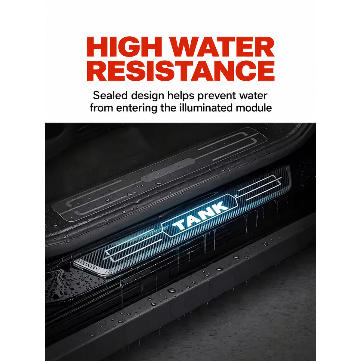 Battery-Powered LED Door Sill Plates for GWM Tank 300 – 4-Piece Set – product detail 6