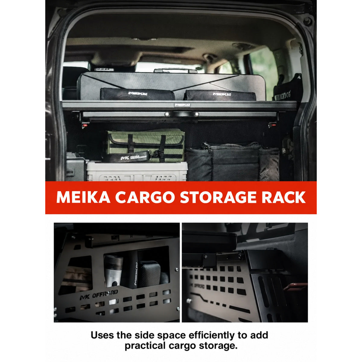 MEIKA full-width cargo storage rack installed in a GWM Tank 300