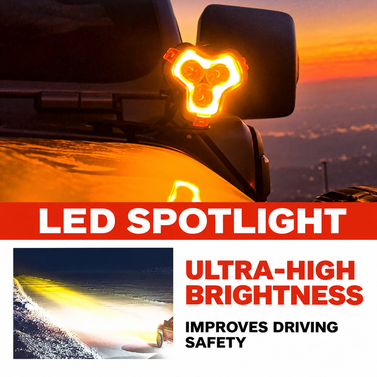 Halo LED Spotlight installed near an auxiliary mirror