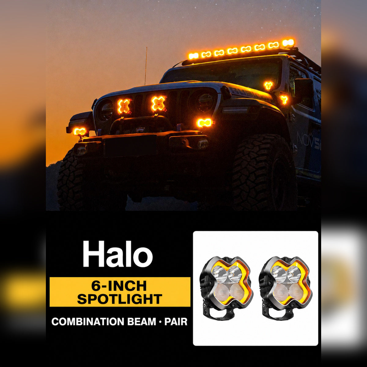 Halo A-Pillar LED Spotlight Pair – 6 inch combination beam