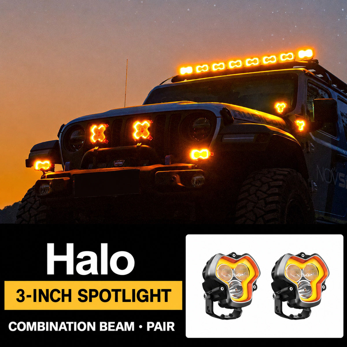 Halo A-Pillar LED Spotlight Pair – 3 inch combination beam