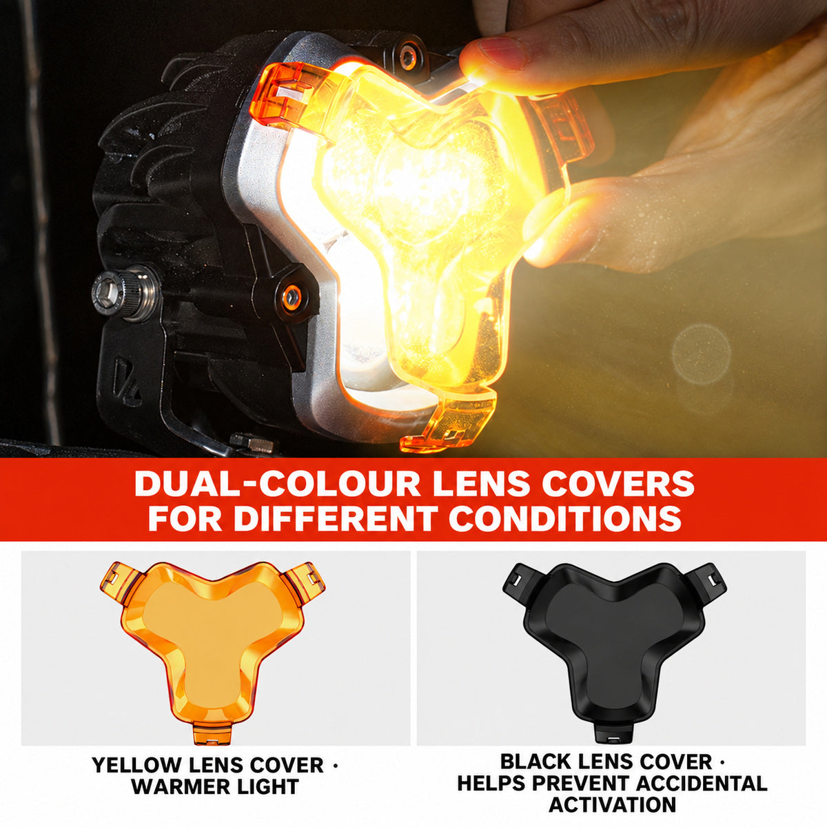Halo LED Spotlight yellow and black removable lens covers