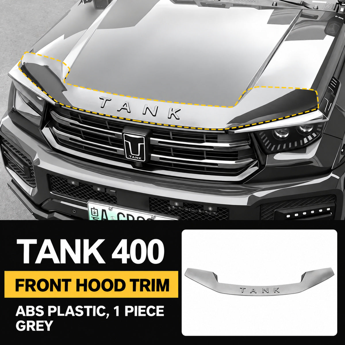 Front Edge Trim for GWM Tank 400 – Grey