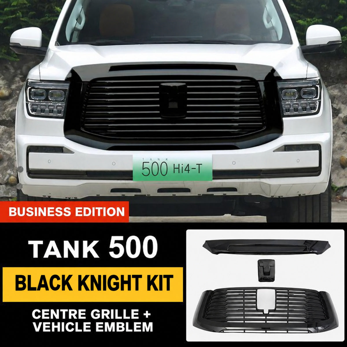 Business Edition Black Knight centre grille and vehicle emblem kit for GWM Tank 500 Hi4-T and Hi4-Z