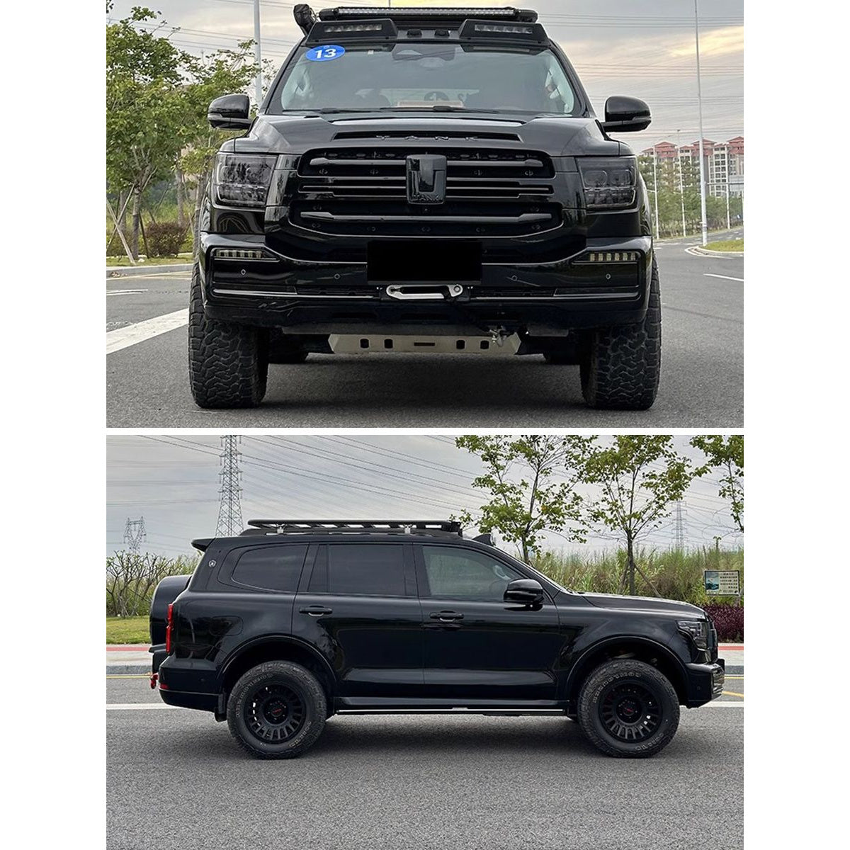 Installed Black Knight centre grille shown on GWM Tank 500 vehicles