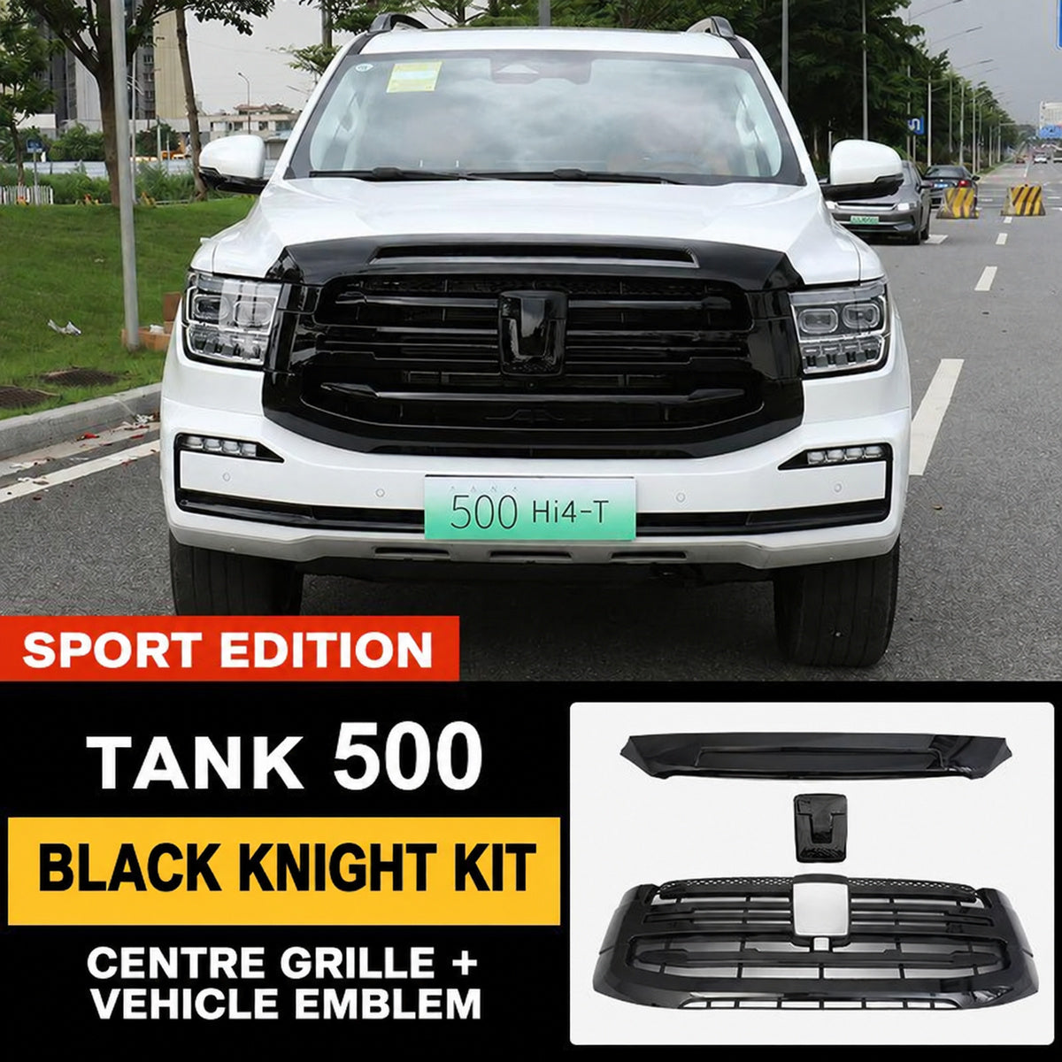 Sport Edition Black Knight centre grille and vehicle emblem kit for GWM Tank 500 Hi4-T and Hi4-Z