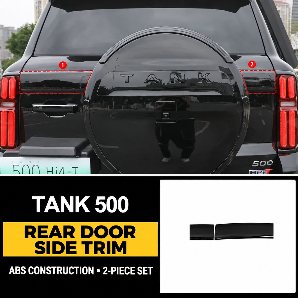Black Knight rear door side trim for GWM Tank 500 Hi4-T and Hi4-Z – 2-piece set