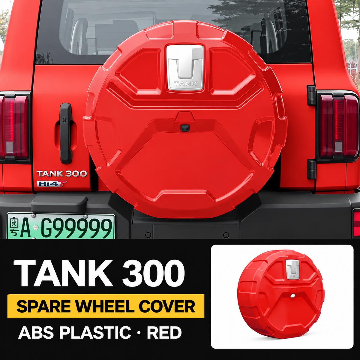 Rugged Hard Spare Wheel Cover for GWM Tank 300 – Red
