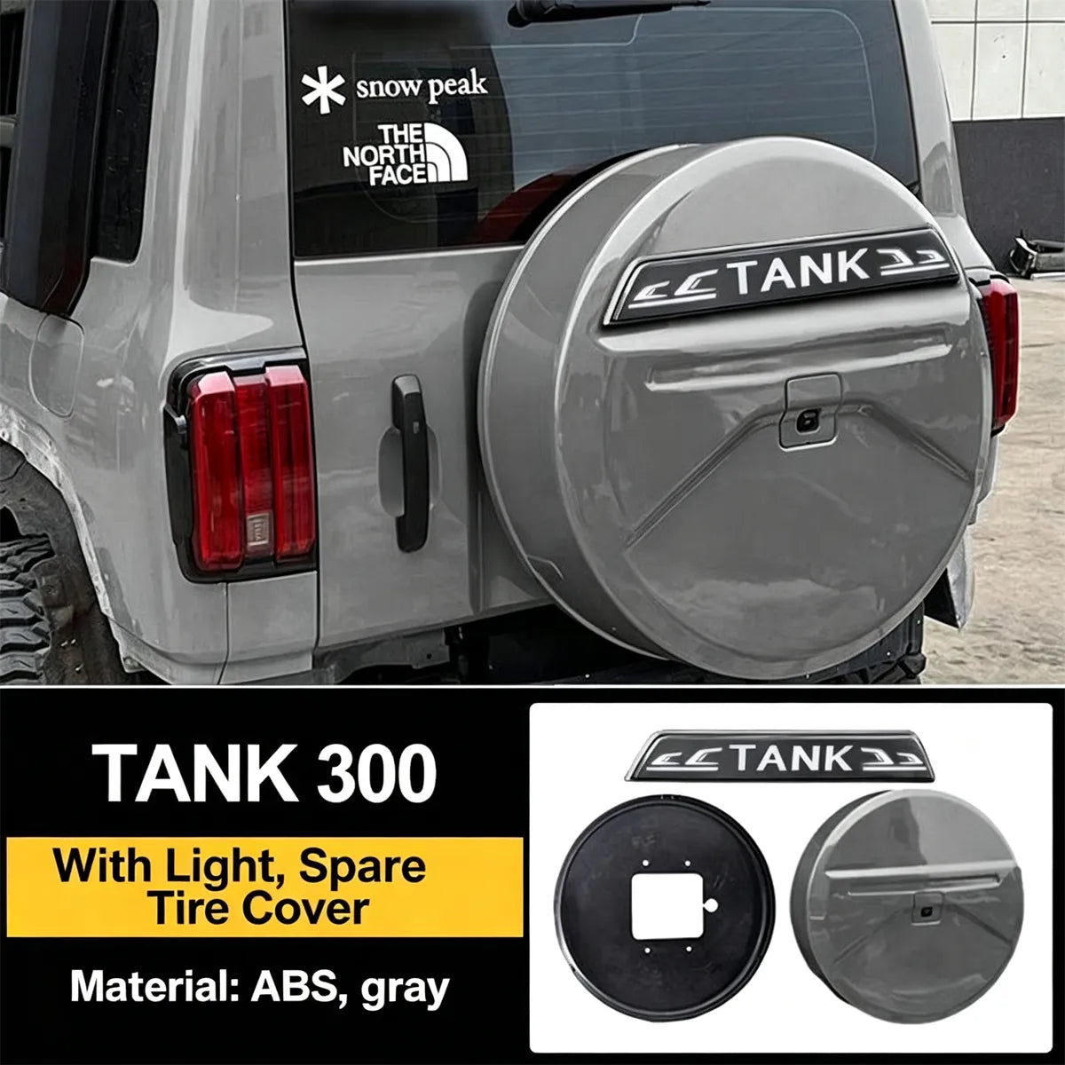 Glowing and fully covering protective cover for the spare wheel of Tank 300