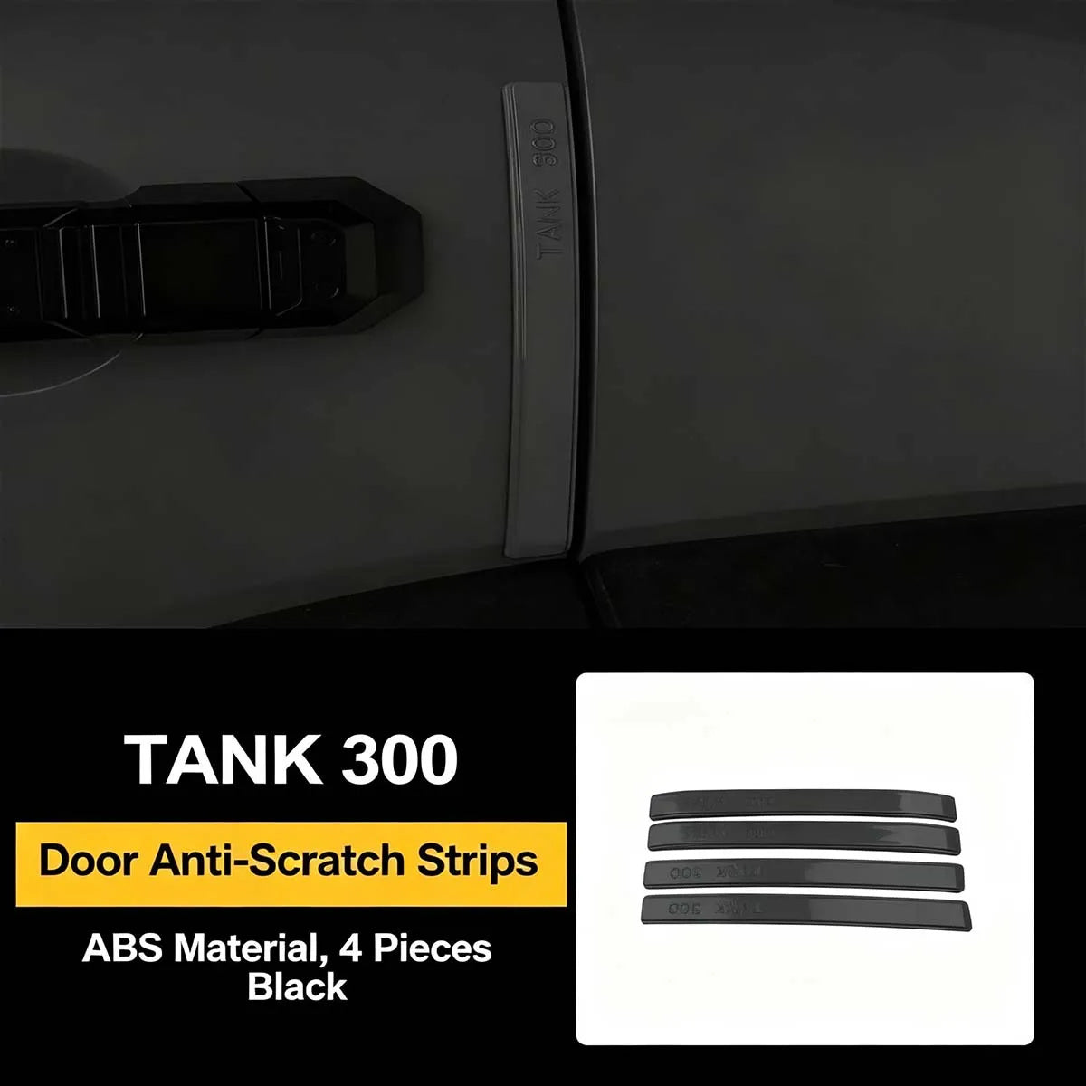 GWM Tank 300 four-piece door anti-scratch trim strip set in black