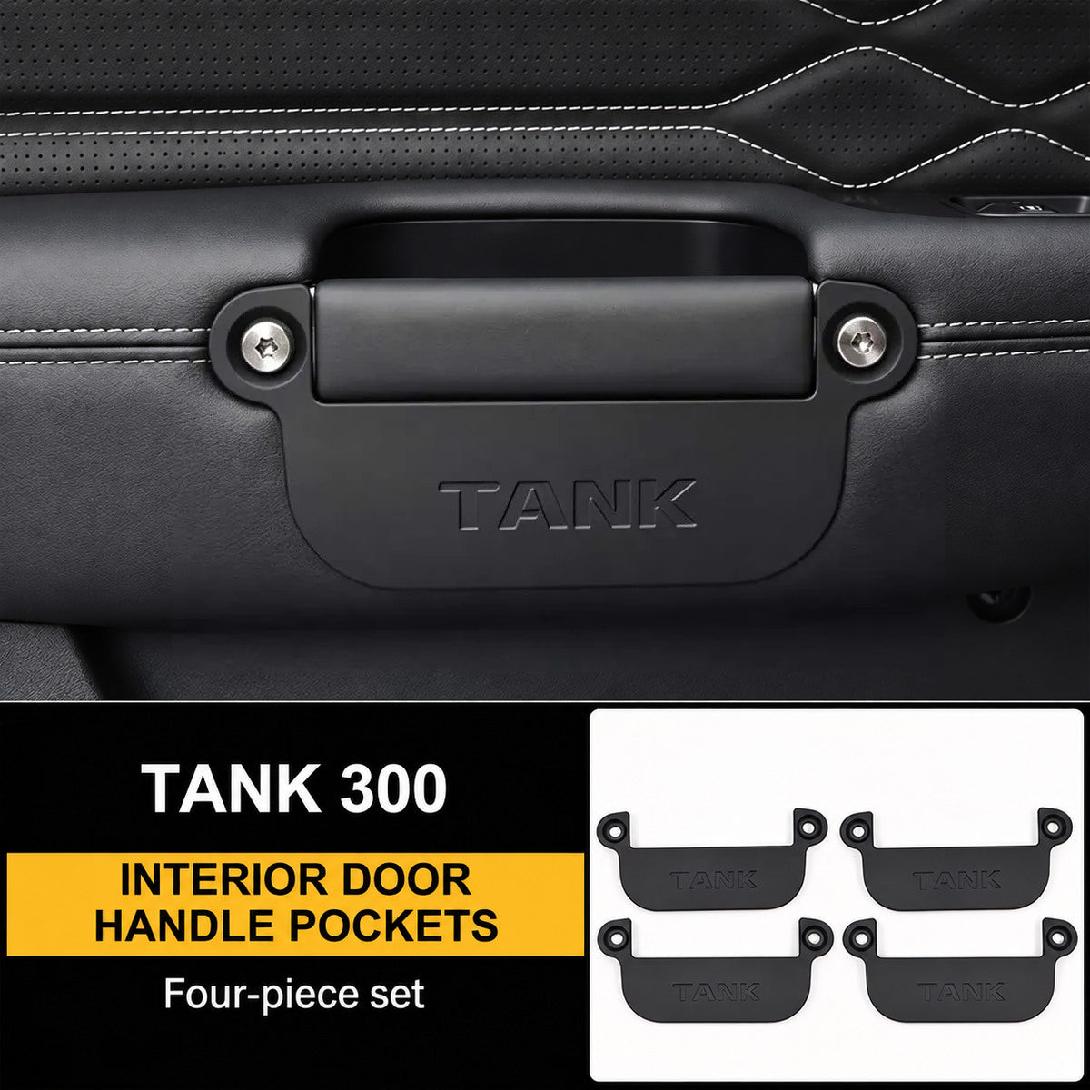 Matte Black 4-piece Tank 300 interior door handle pocket set