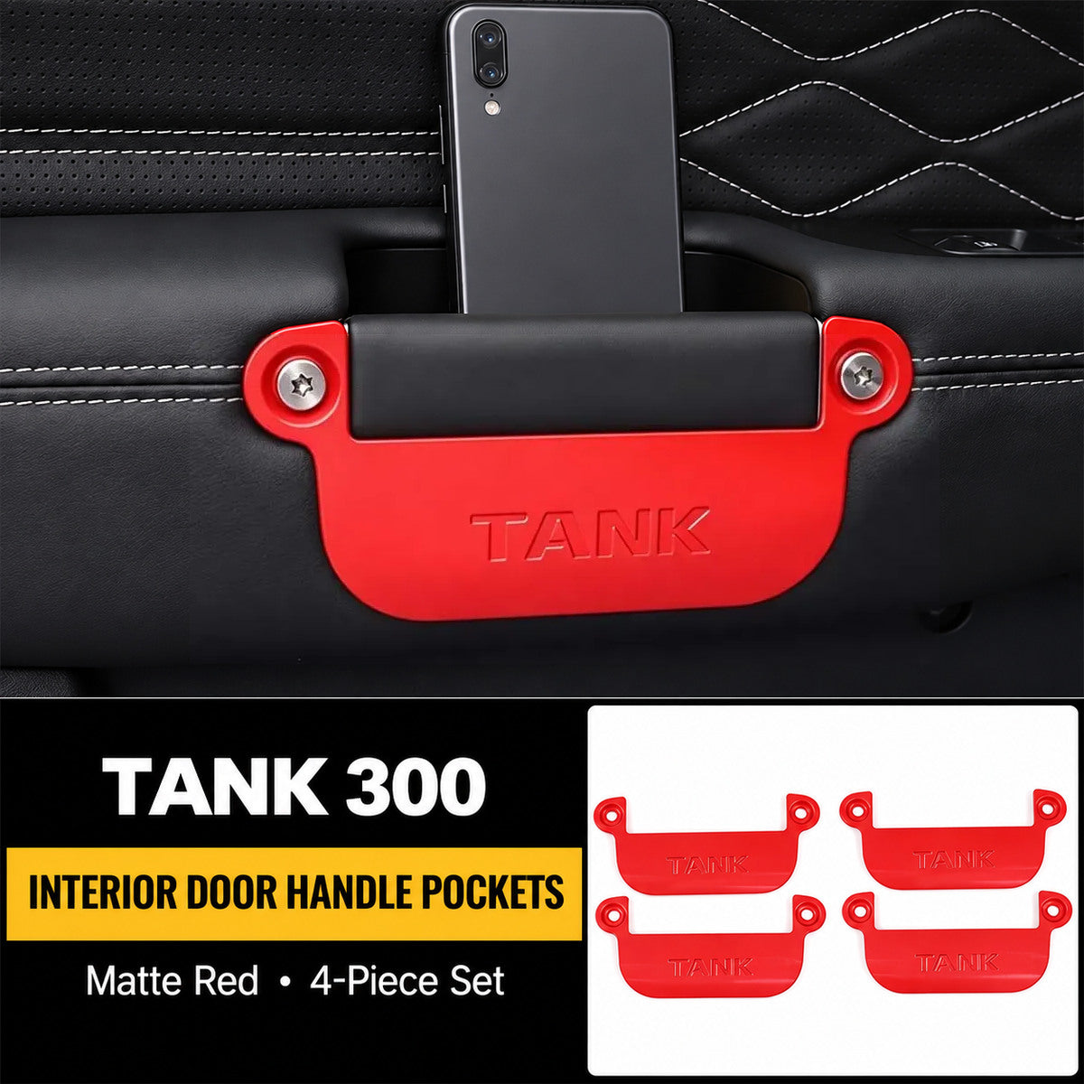Matte Red 4-piece Tank 300 interior door handle pocket set