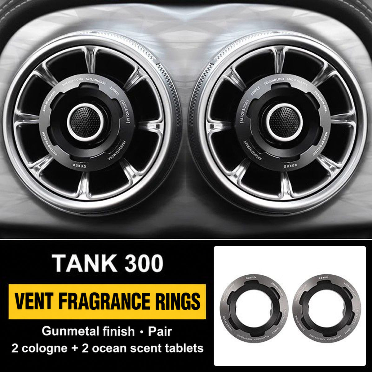 GWM Tank 300 air vent fragrance ring — Gunmetal · Pair