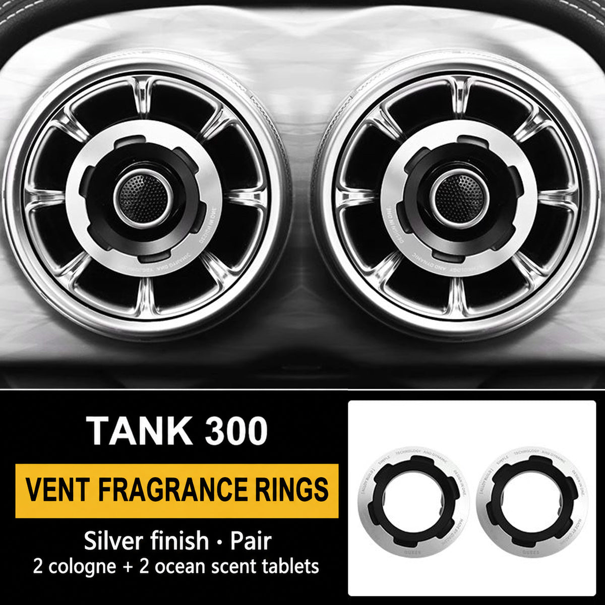 GWM Tank 300 air vent fragrance ring — Silver · Pair