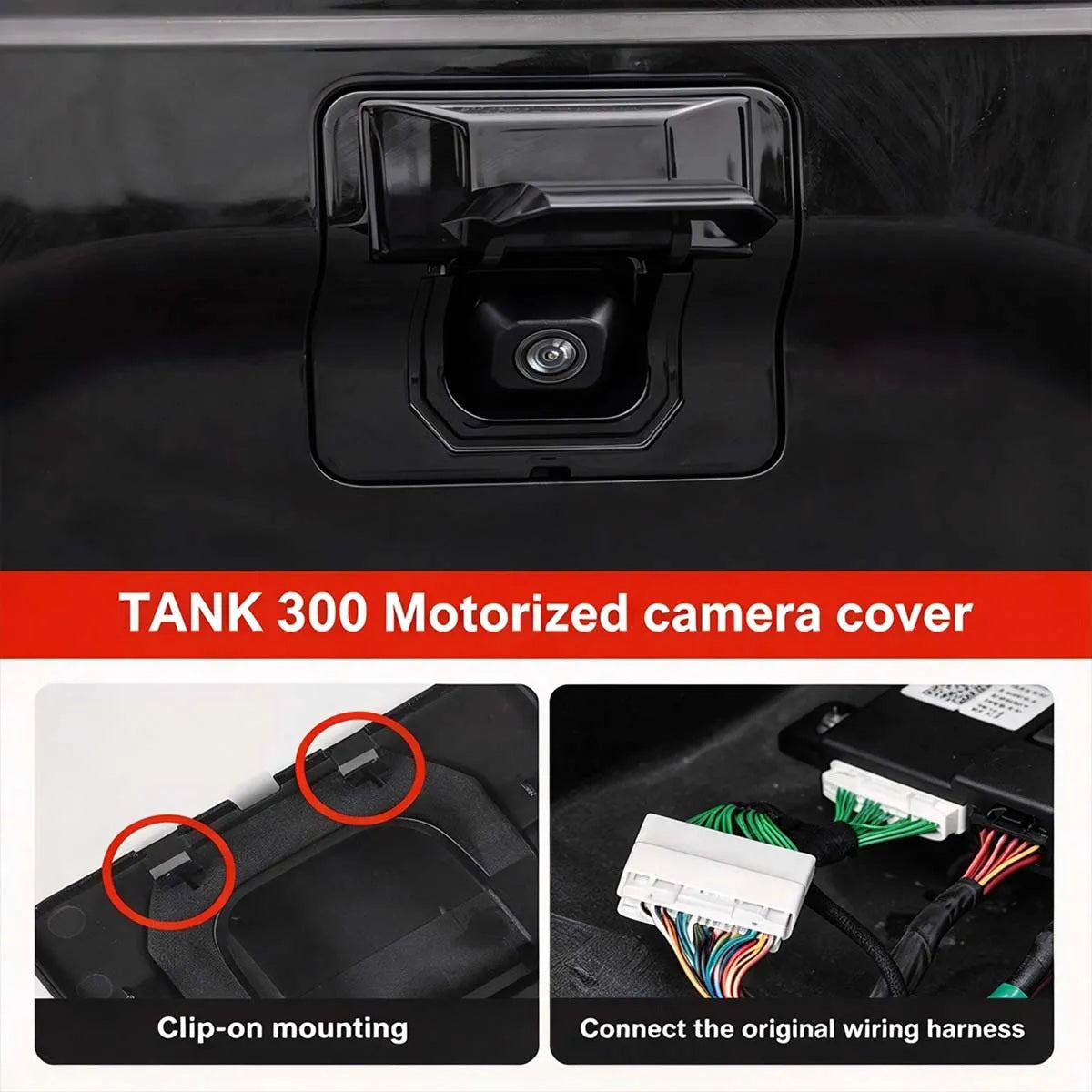GWM Tank 300 rear camera cover clip and wiring connection
