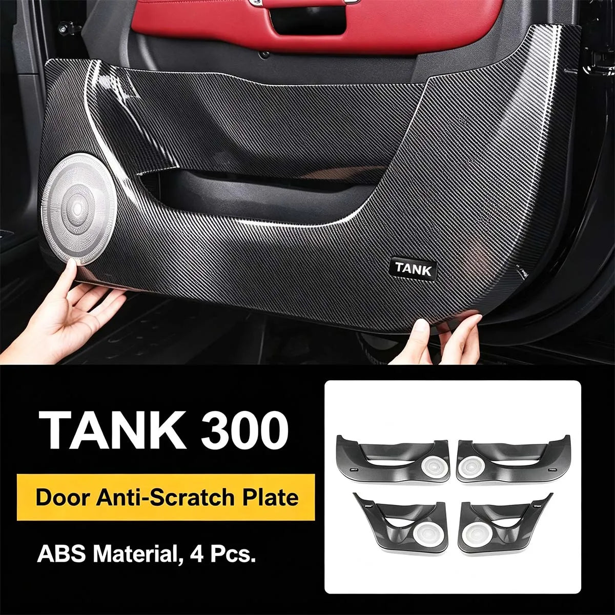 Four carbon-look lower-door guard panels for GWM Tank 300