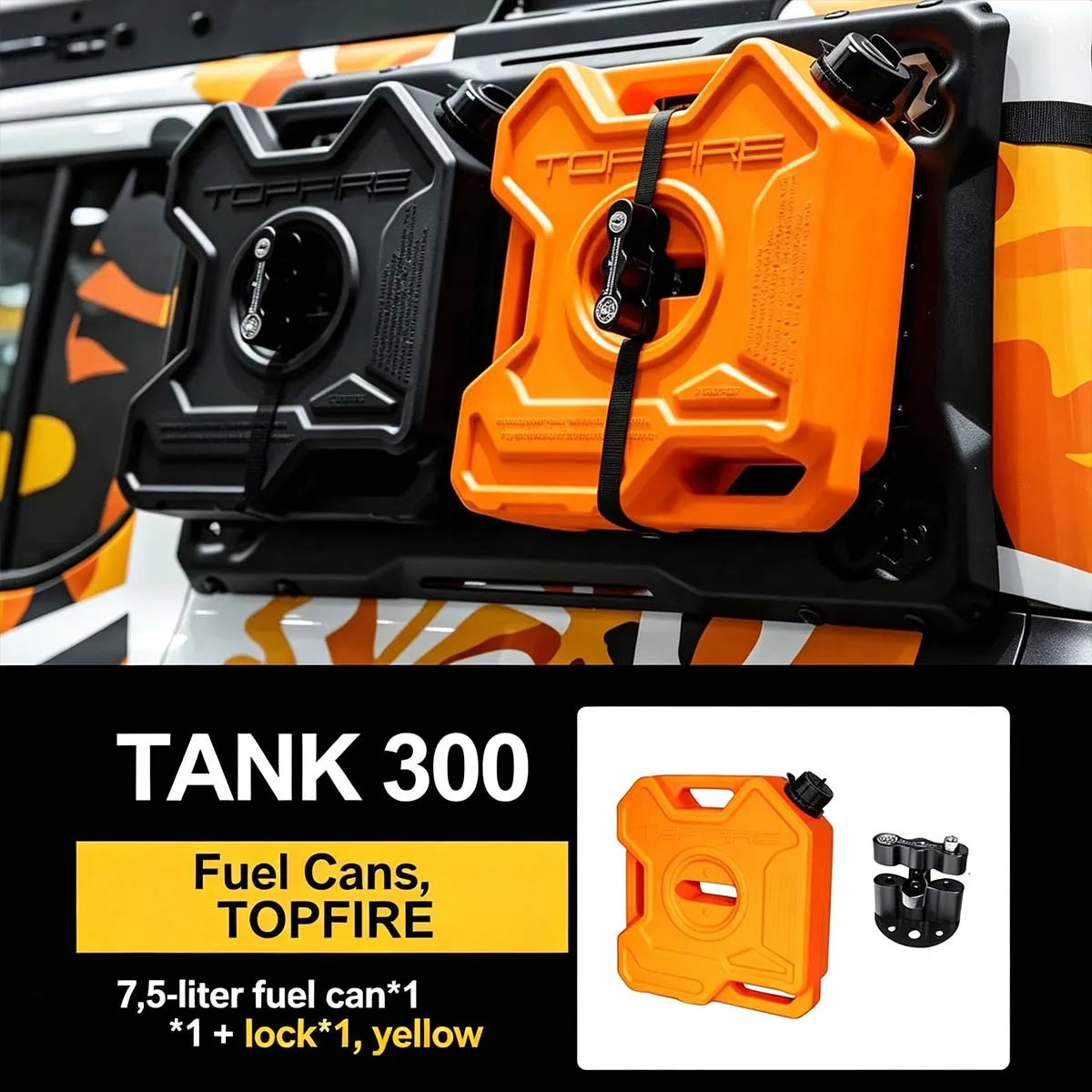 Topfire 7.5 L orange fuel can kit for GWM Tank 300
