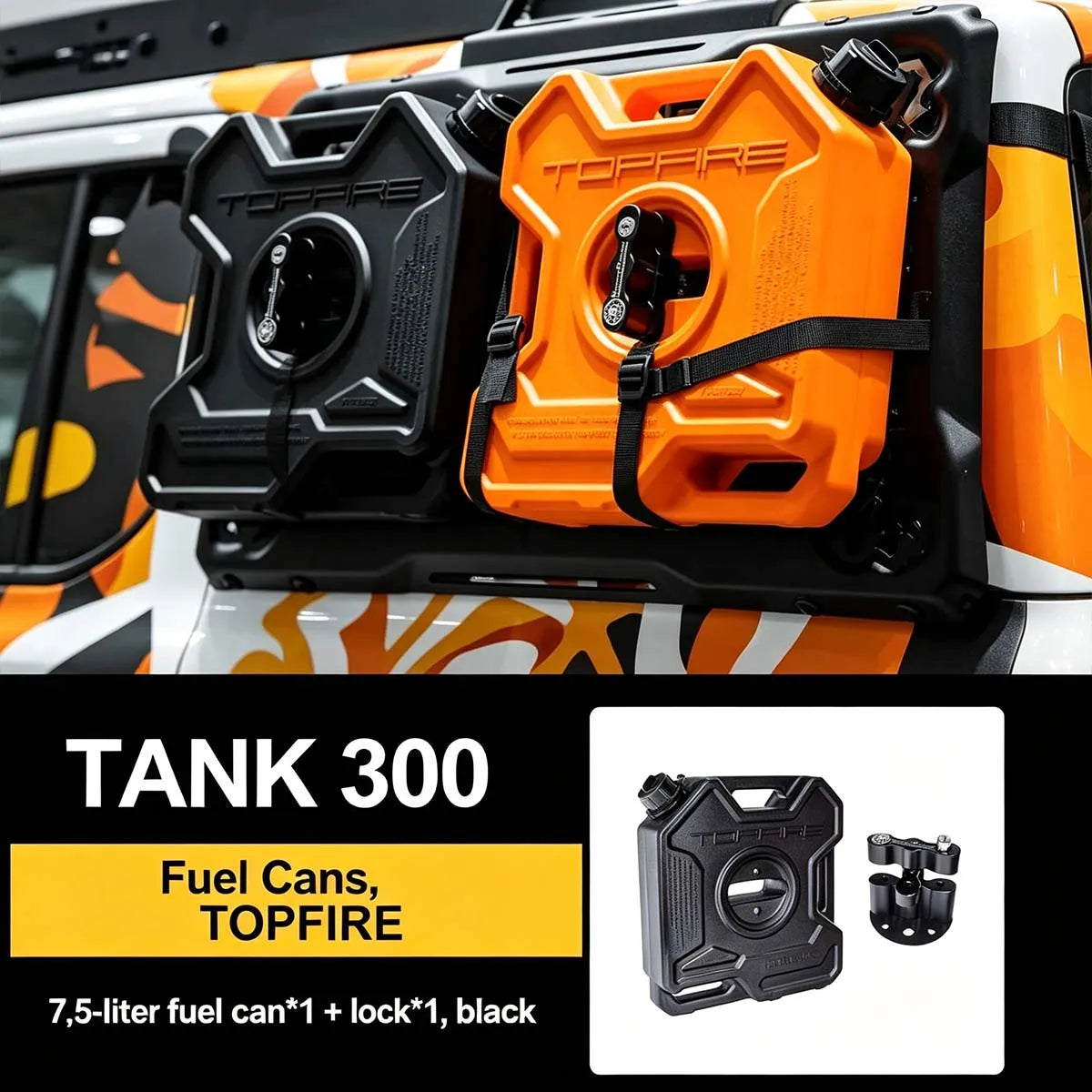 Topfire 7.5 L black fuel can kit for GWM Tank 300